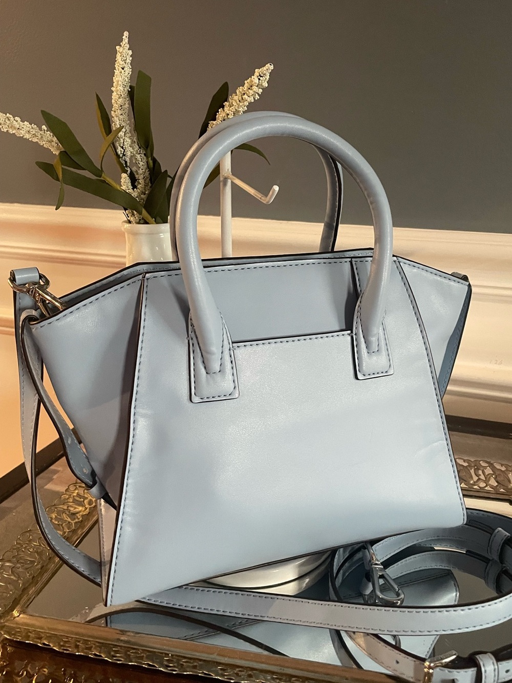 Michael Kors Avril Small Woven Satchel- Blue - Picture 7 of 8